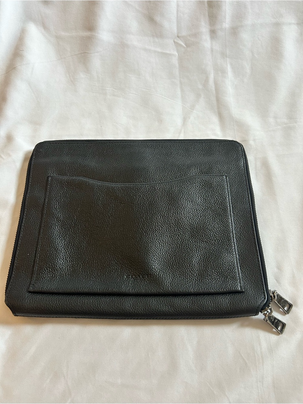 Coach Black Leather Tablet Zip Case with Front Pocket